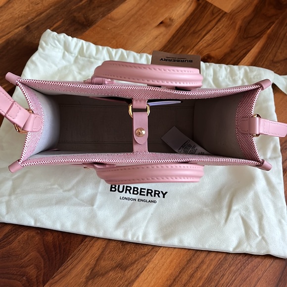 Burberry Mini Freya Horseferry Logo Canvas and Leather tote, NEW - Picture 11 of 17